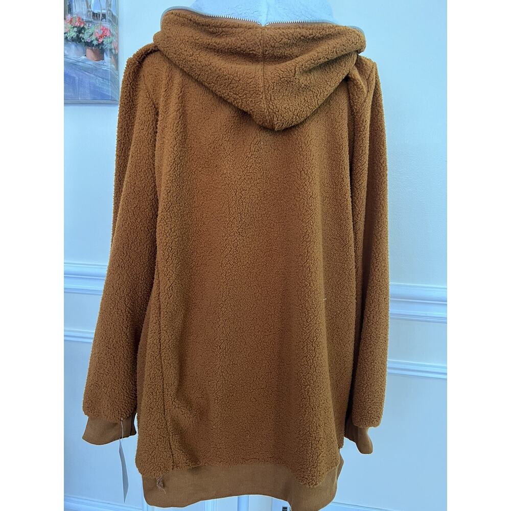 Forgotten Grace Hooded Soft Fuzzy Zip Up Jacket size XL brown color A003025 - Picture 4 of 9